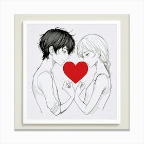 Couple Holding Hands With Heart Canvas Print