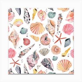 Sea Shells Marine Sand Square Canvas Print