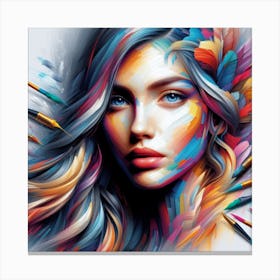 Colorful Girl Painting Canvas Print