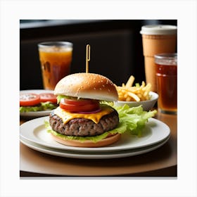 Hamburger With Fries And Soda 2 Canvas Print