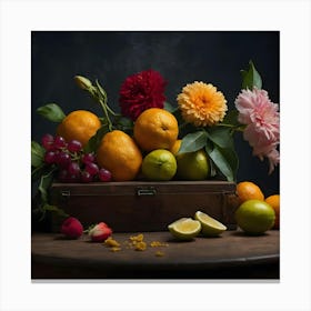 Fresh Fruit And Flowers Canvas Print