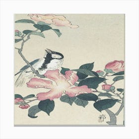 Bird Perched On A Flower Canvas Print