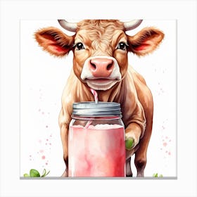 Cow Drinking Milk Canvas Print