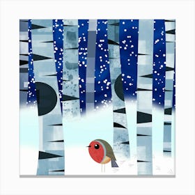 Robin Redbreast in Snow Canvas Print