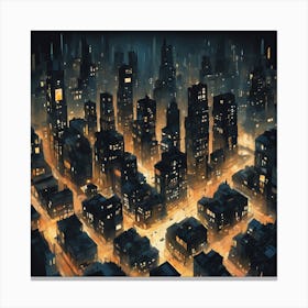 Cityscape At Night 1 Canvas Print