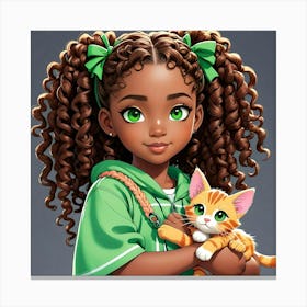 Girl With Cat Canvas Print