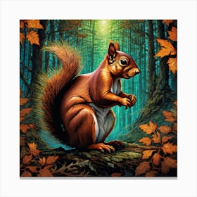 Squirrel In The Woods 38 Canvas Print