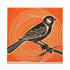 Retro Bird Lithograph House Sparrow 3 Canvas Print