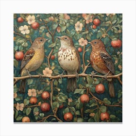 Three Birds On A Branch Art 1 Canvas Print