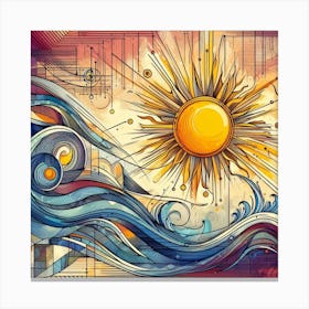 Abstract Sun With Waves Canvas Print