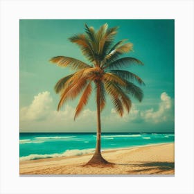 Palm Tree On The Beach Canvas Print