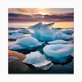 Icebergs At Sunset 43 Canvas Print