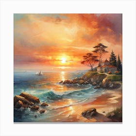 Beautiful landscape of sunset on the sea  Canvas Print