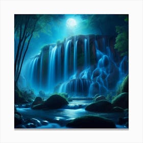 Waterfall At Night 1 Canvas Print