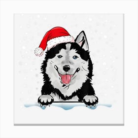 Alaskan Klee Kai Dog Christmas Santa Hat Matching Family Canvas Print