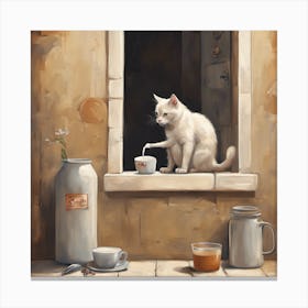 CAT DRINK MILK Canvas Print