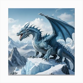 Mythical Dragon In A Snow Covered Mountain Range Canvas Print