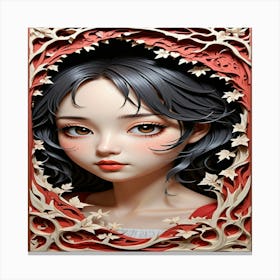 Girl In A Red Frame Canvas Print