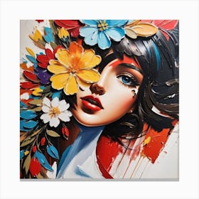 Girl With Flowers Canvas Print