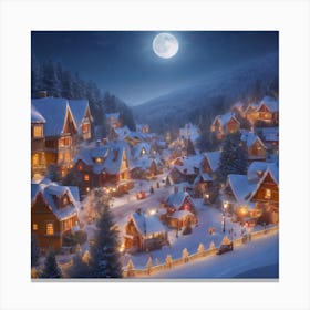 Christmas Village At Night Canvas Print