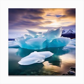 Icebergs At Sunset 44 Canvas Print