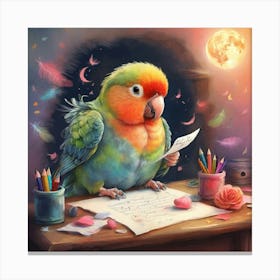 Parrot Writing 1 Canvas Print