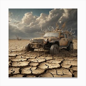 Jeep In The Desert Canvas Print