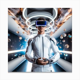 Futuristic Man In Virtual Reality 6 Canvas Print