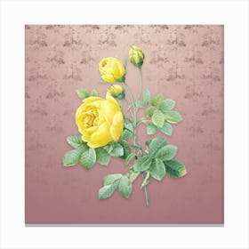 Vintage Yellow Rose Botanical on Dusty Pink Pattern n.1691 Canvas Print