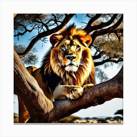 Lion In The Tree 13 Canvas Print