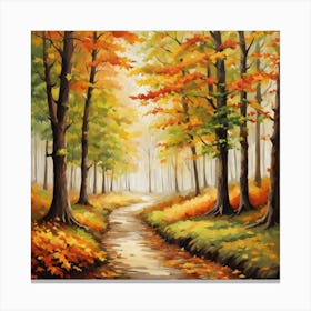 Forest In Autumn In Minimalist Style Square Composition 281 Canvas Print