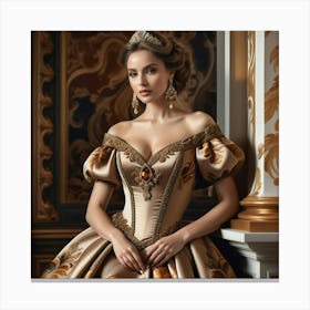 Victorian Woman In Ball Gown Canvas Print