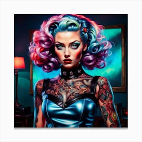 Sexy Woman With Colorful Hair Canvas Print