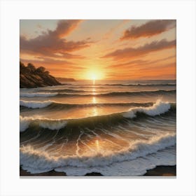 Sunset At The Beach Paintings Art Print 2 Canvas Print