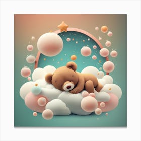 Teddy Bear Sleeping On Cloud Canvas Print