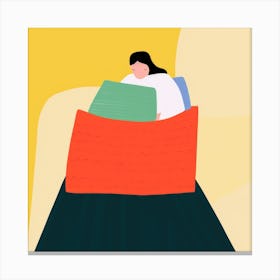 Illustration Of A Woman In Bed Canvas Print