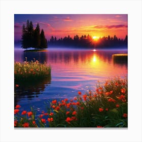 Sunset By The Lake 59 Canvas Print