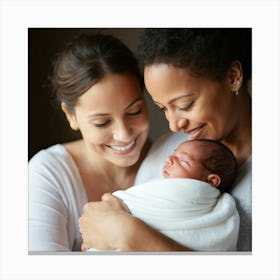 A Newborn Cradled Gently Within The Soft Contours Of A Caregivers Arms Expressions Of Tender Affec Canvas Print