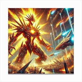 A Depiction Of Solaris The Flame Titan, A Colossal Canvas Print