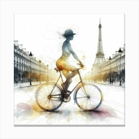 Beauty Cycle In Paris Creative Drawing Canvas Print