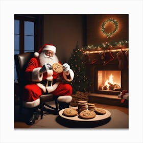 Santa Claus Eating Cookies 18 Canvas Print