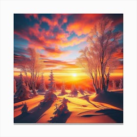 Sunset In The Snow 3 Canvas Print