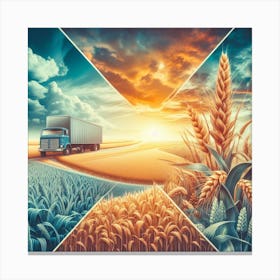 Sunset Over Wheat Field Canvas Print