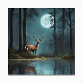 Deer In The Forest Canvas Print