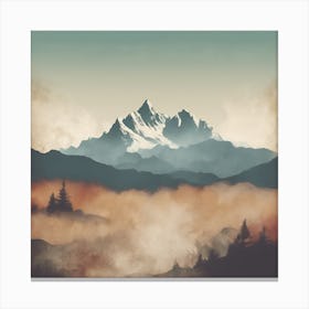 Mountain Range In Fog Canvas Print