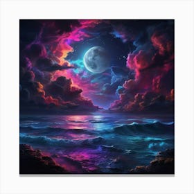 Moon Over The Ocean Canvas Print