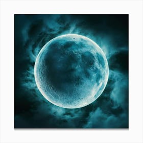 The Blue Moon Light Photo Illustration 3d Ren (2) Canvas Print