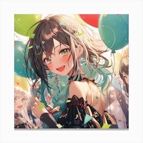 Anime Girl With Balloons 1 Canvas Print