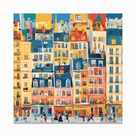 Cityscape Morning Walk Abstract Canvas Print