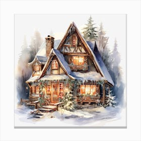 Christmas House In The Woods 1 Canvas Print